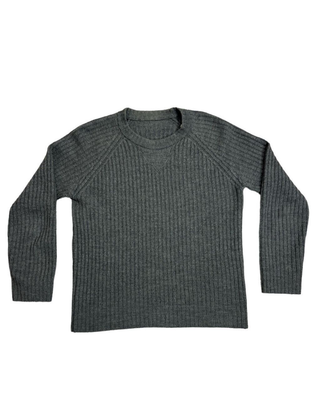 Dolce & Gabbana Italy 100% wool grey ribbed knit raglan sleeve sweater IT 50